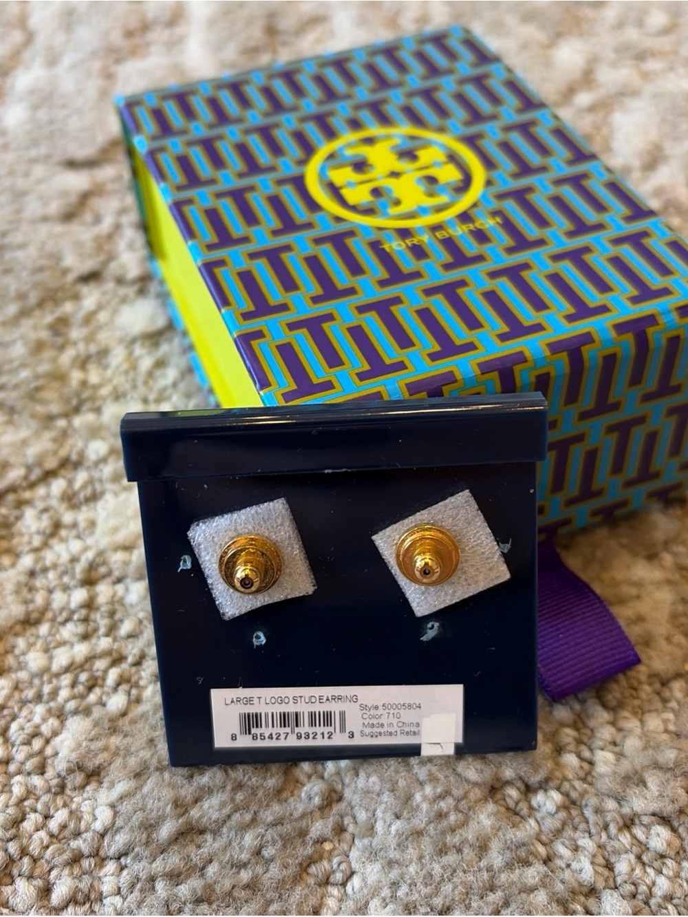 Tory Burch Gold T-Logo Stud Earrings - Picture 5 of 8